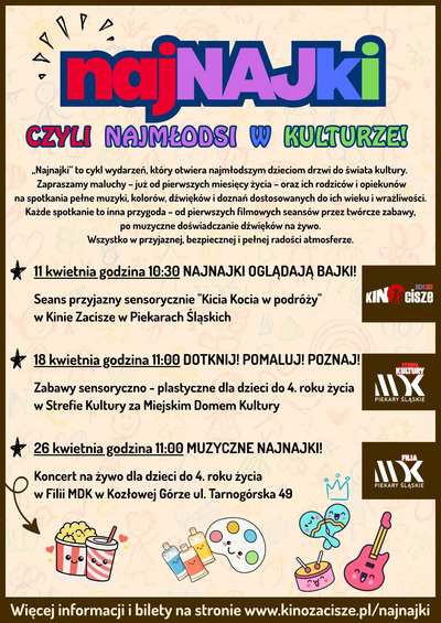 Plakat wydarzenia: MUZYCZNE NAJNAJKI! Koncert na żywo dla dzieci do 4. roku życia 